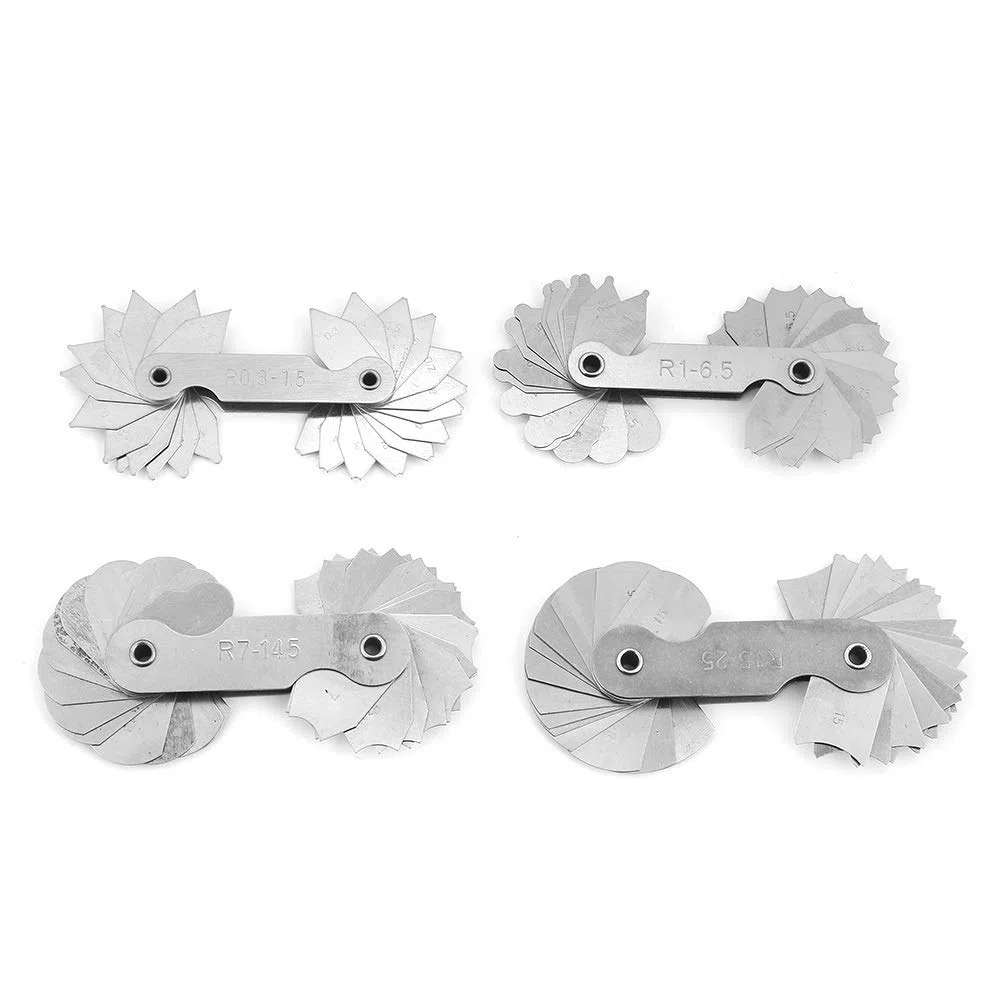 Radius Gauge-4pcs Acero inoxidable Radio medidor de filete Herramienta de medición R0.3-1.5 / R1-6.5 / R7-14.5 / R15-25