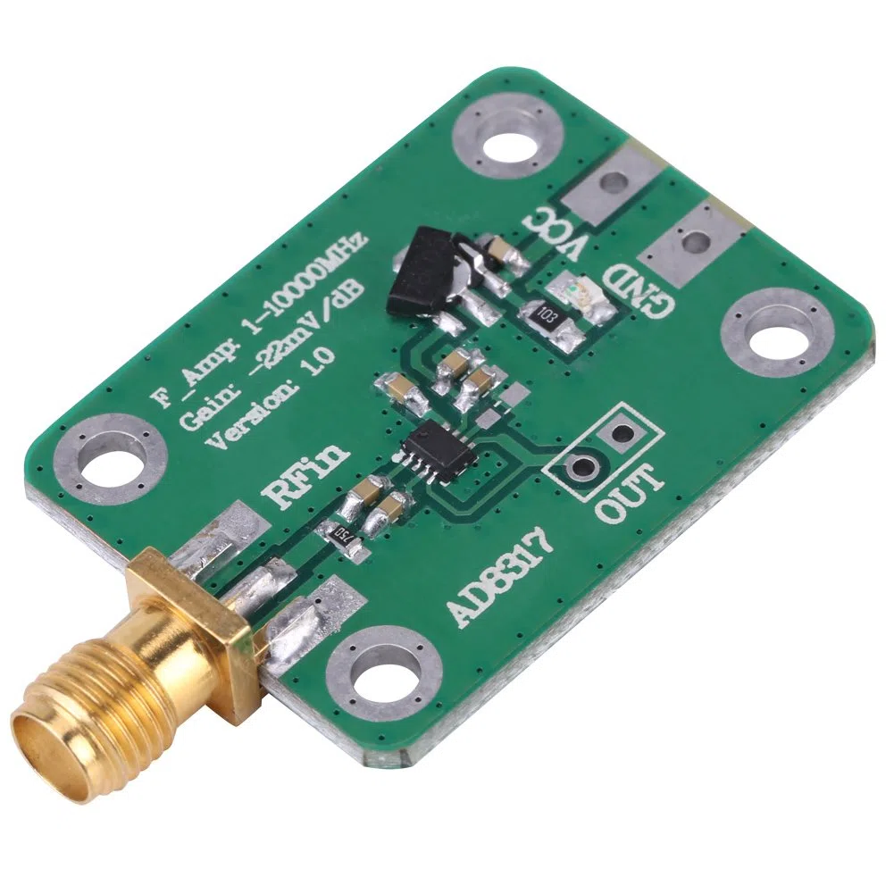 Eacam 1M-10000MHz AD8317 Medidor de Potencia del Detector Logarítmico de Radiofrecuencia, con Chip AD8317 para Detección de Potencia Precisa, Utilizada en la Detección de Potencia de