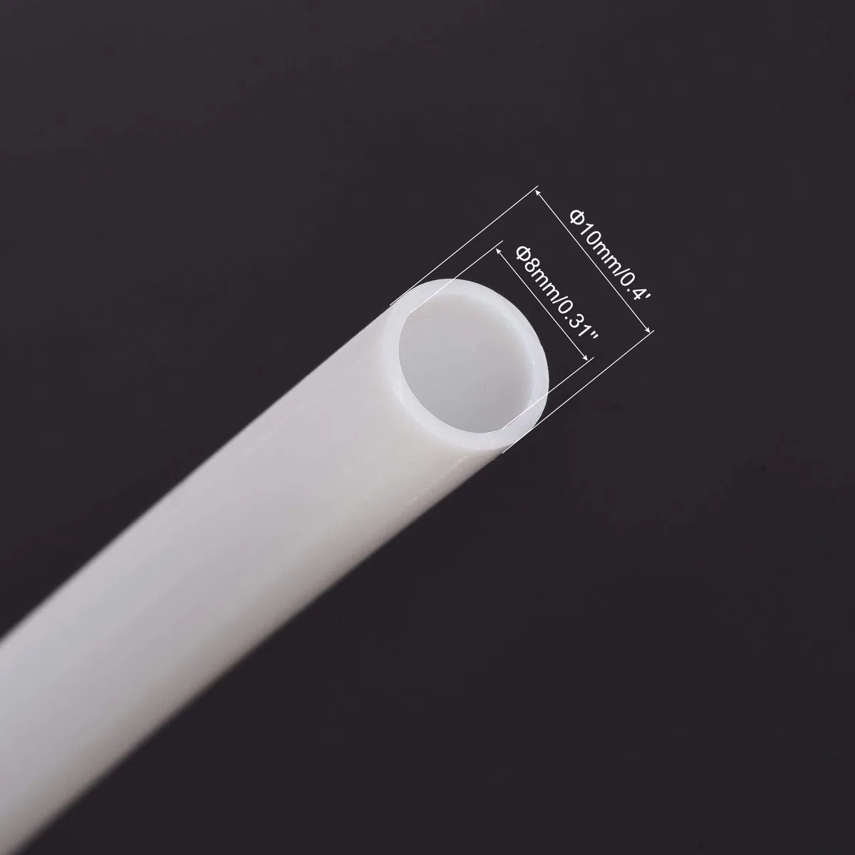 sourcing map PTFE Tubería Manguera Alta Temperatura Tubo Tubería Multifuncional Aislante 8mm ID x 10mm OD x 4.92pies Blanco
