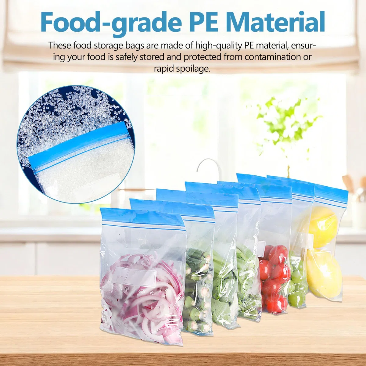 70PCS Bolsas de Almacenamiento Reutilizables, Bolsas Reutilizables para Congelar de 3 Tamaños, Bolsas Plastico Transparente con Cierre Hermético, para Verduras, Frutas y Carne