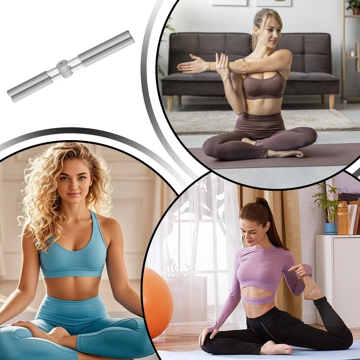 Para Estirar La Espalda: De Yoga De 60 Cm, De Alineación De Postura, Herramienta Correctora De De Cuello | Equipo De Estiramiento Portátil Para Gimnasio, Oficina En Casa, Sent
