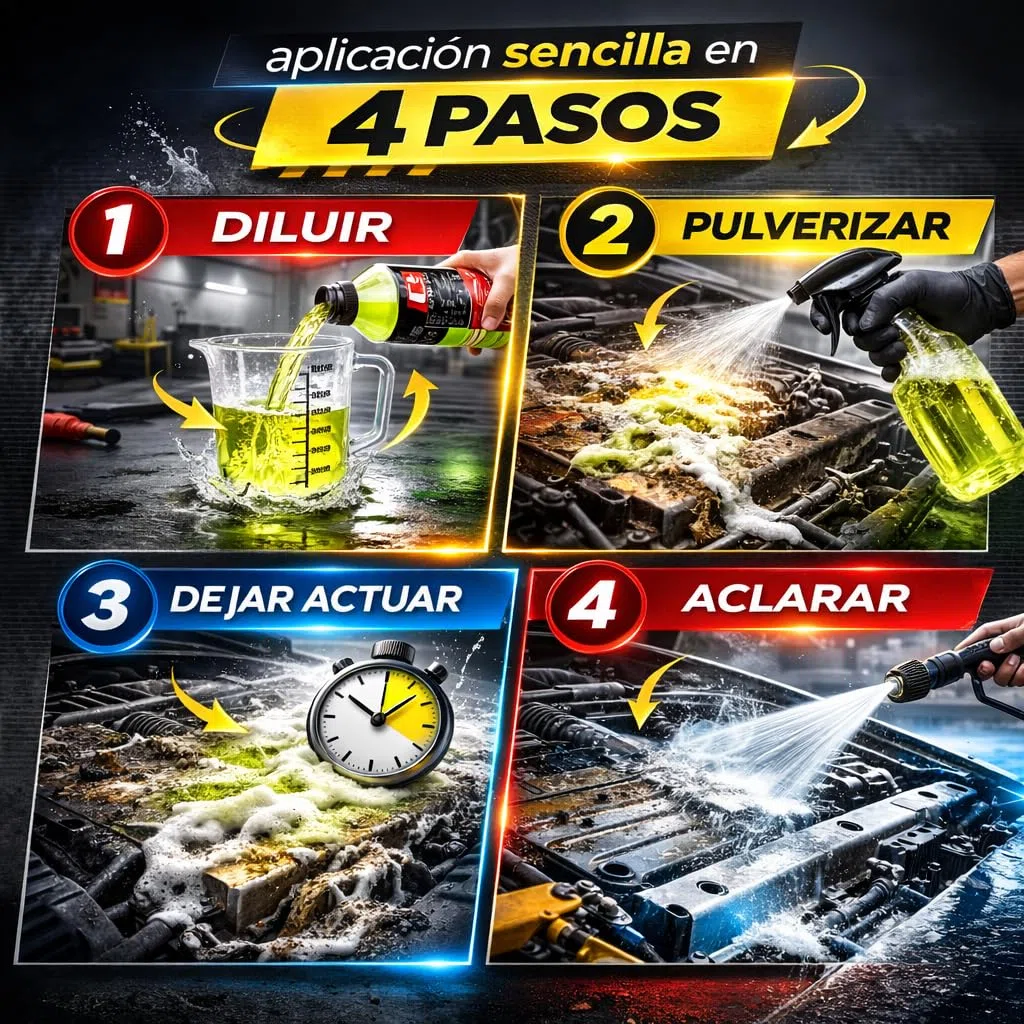 Dataflash Detergente, desengrasante bicomponente, alto poder desengrasante, desinfectante y humectante, para limpieza de todo tipo de suciedad botella de 1Litro.