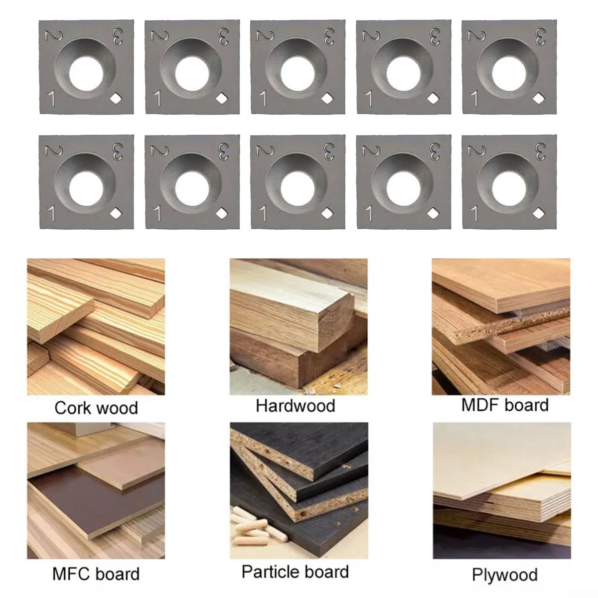 Juego de 10 insertos de carburo de 12 mm, cuchillas cuadradas de borde recto para torneado de madera, cabezal cepillador, ranurador, herramienta de corte de carpintería, 12 x 12 x 2,2 mm