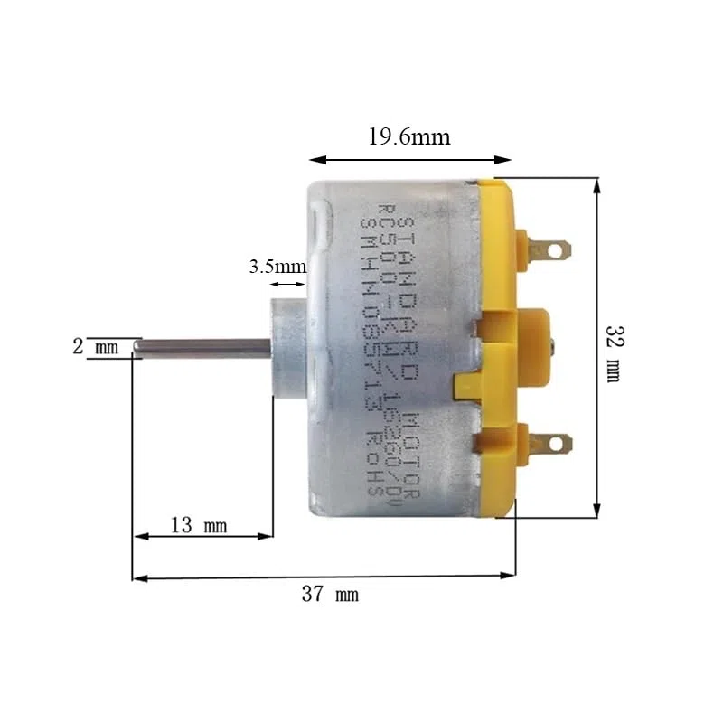 Motor estándar RC500-KW/16260 DC 6V 9V 12V Mini Motor de husillo redondo de 32mm de diámetro eje largo for máquina de fragancia Robot barredora