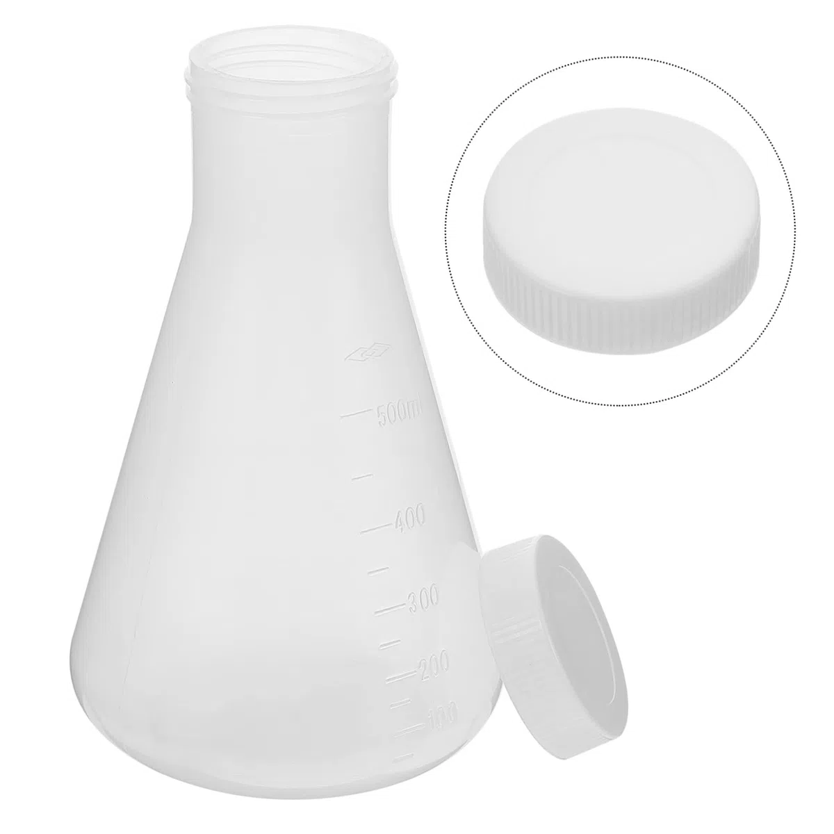 SOLUSTRE Matraz Erlenmeyer De Plástico Transparente 3 Piezas (100/250/500 Ml) Tapa, Frascos Cónicos Para Laboratorio y Experimentos De Química, Aptos Para Educación y Ciencias Naturales