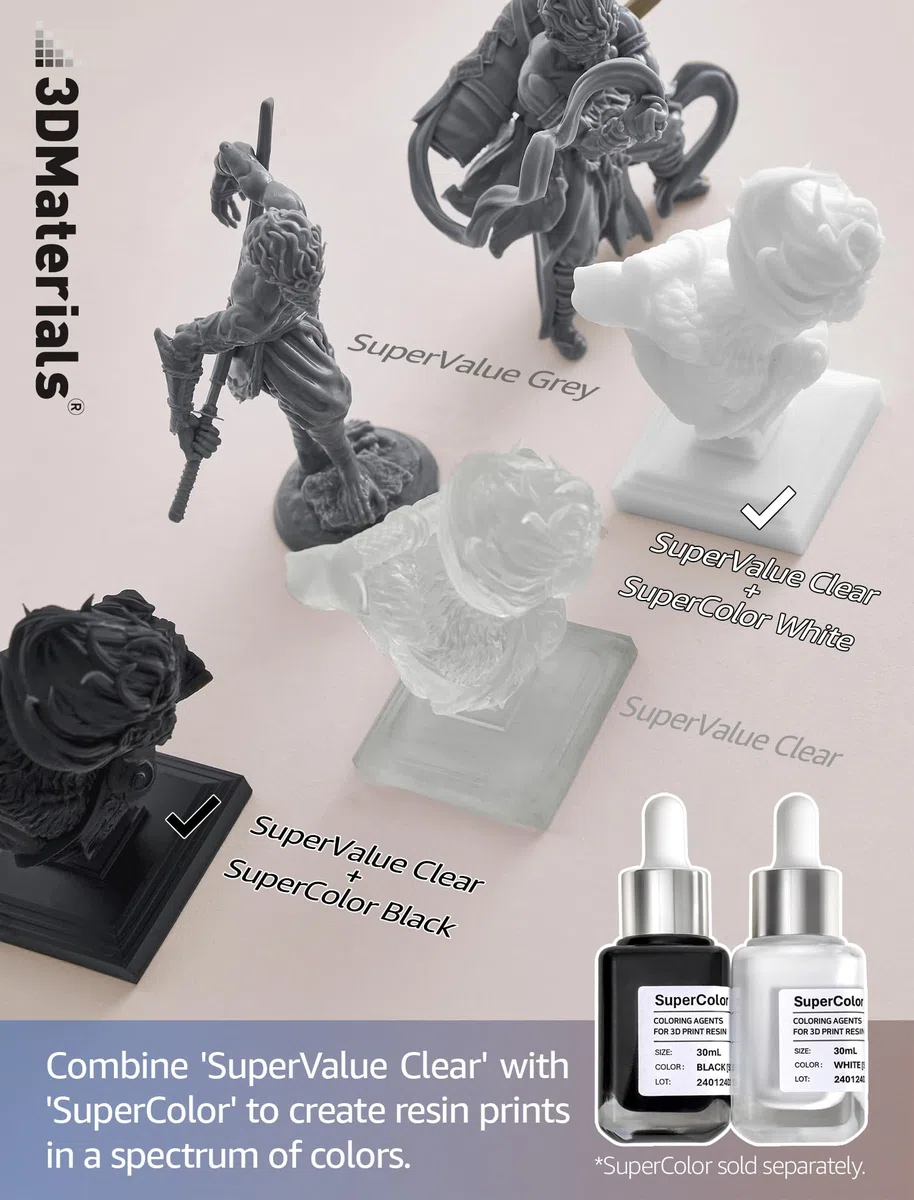 SuperValue Resina para impresora 3D para impresión de bajo costo, fabricada en Corea por 3DMaterials (1000g, Gris)