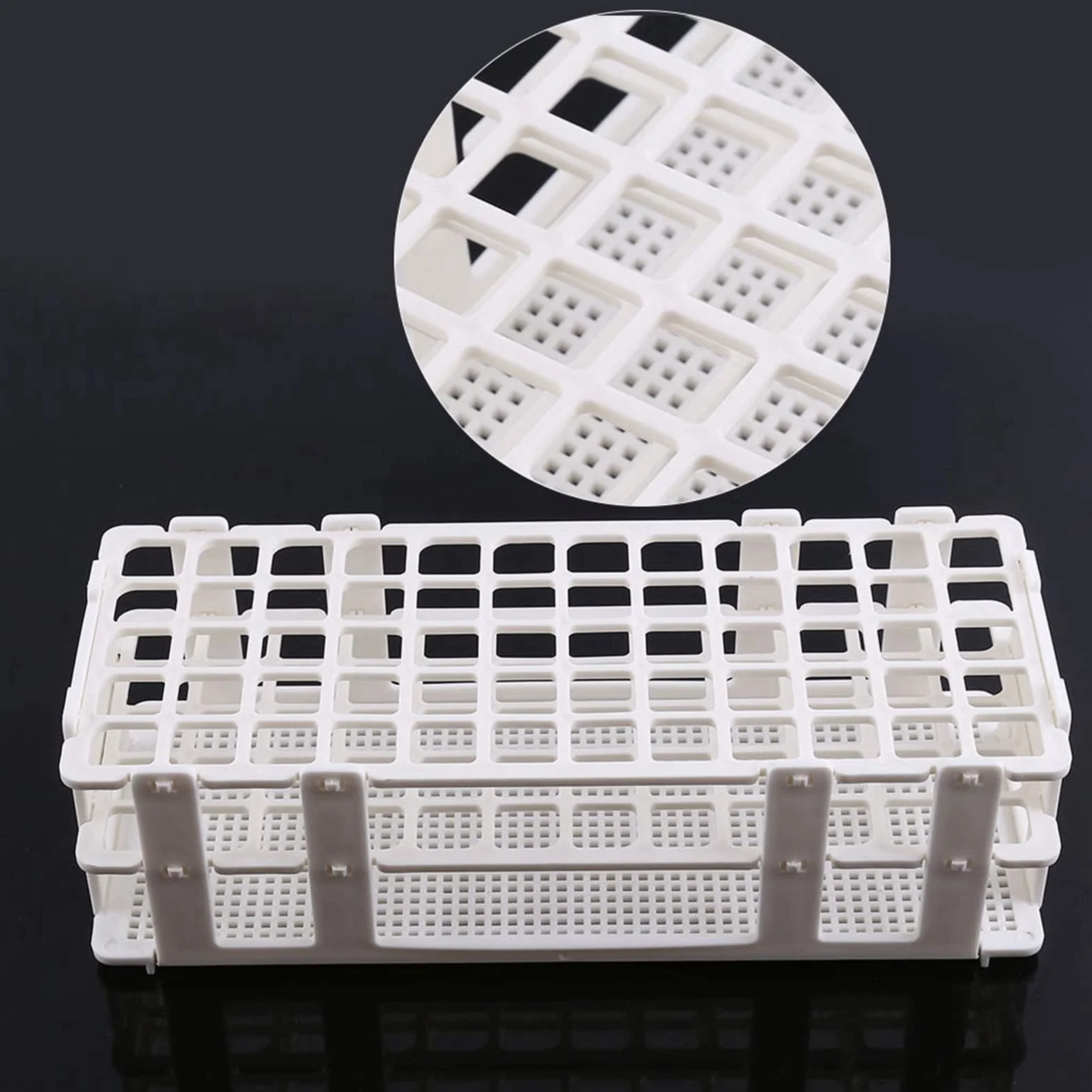 Soporte de Tubo de Ensayo de Plástico 60 Agujeros Tres Capas Soporte de Tubo de Ensayo Desmontable para Tubos de Ensayo de 20 Mm Suministros de Laboratorio Blanco