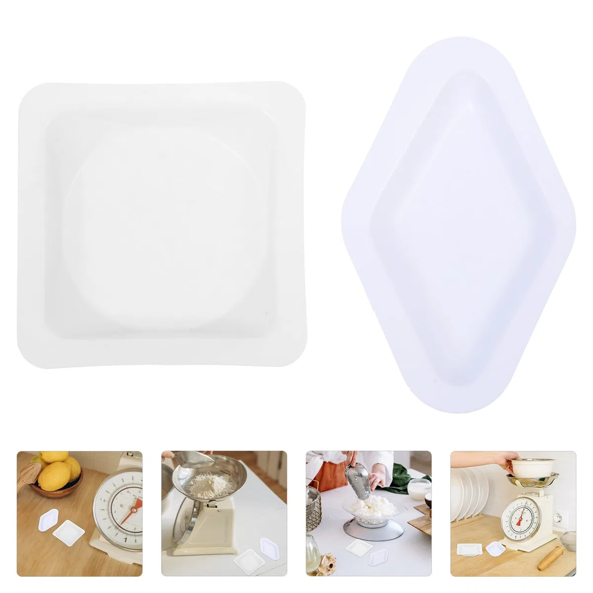 Healvian 100 Platos de Pesaje de Plástico Livianos y Portátiles con Bordes Biselados para Uso en Laboratorio