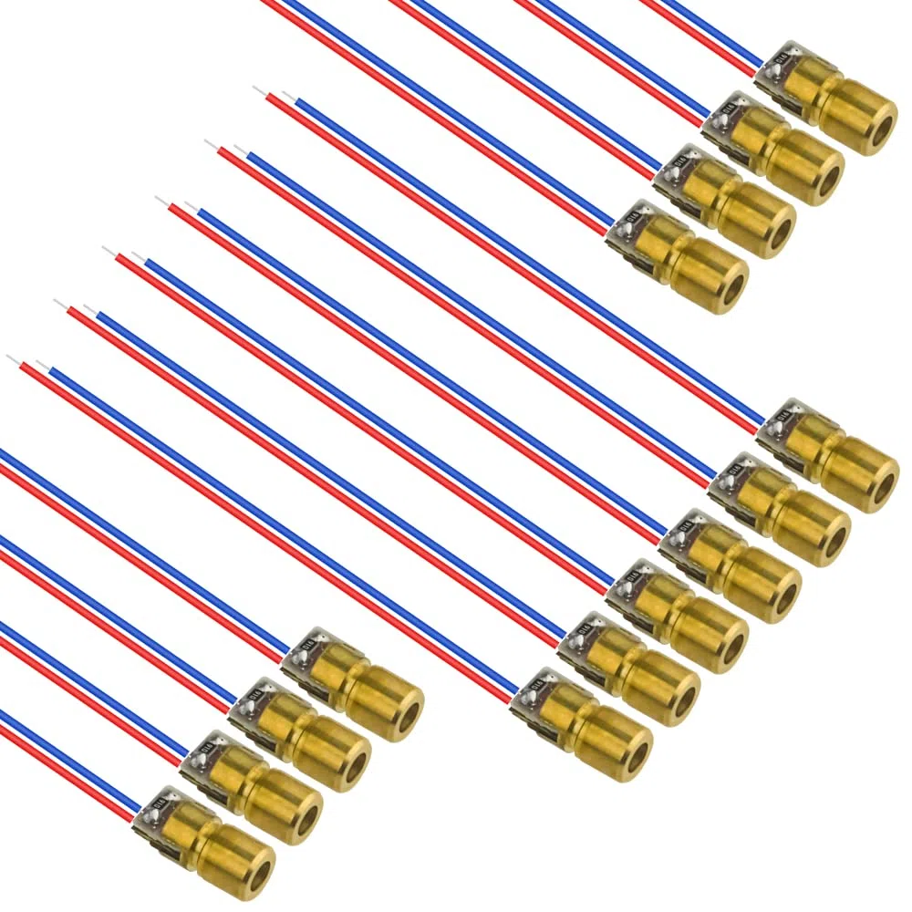 40 unids de mini diodo láser punto módulo cabeza WL rojo 650nm 6mm 5V 5mW y 3V 5mW cada uno de 20 unids