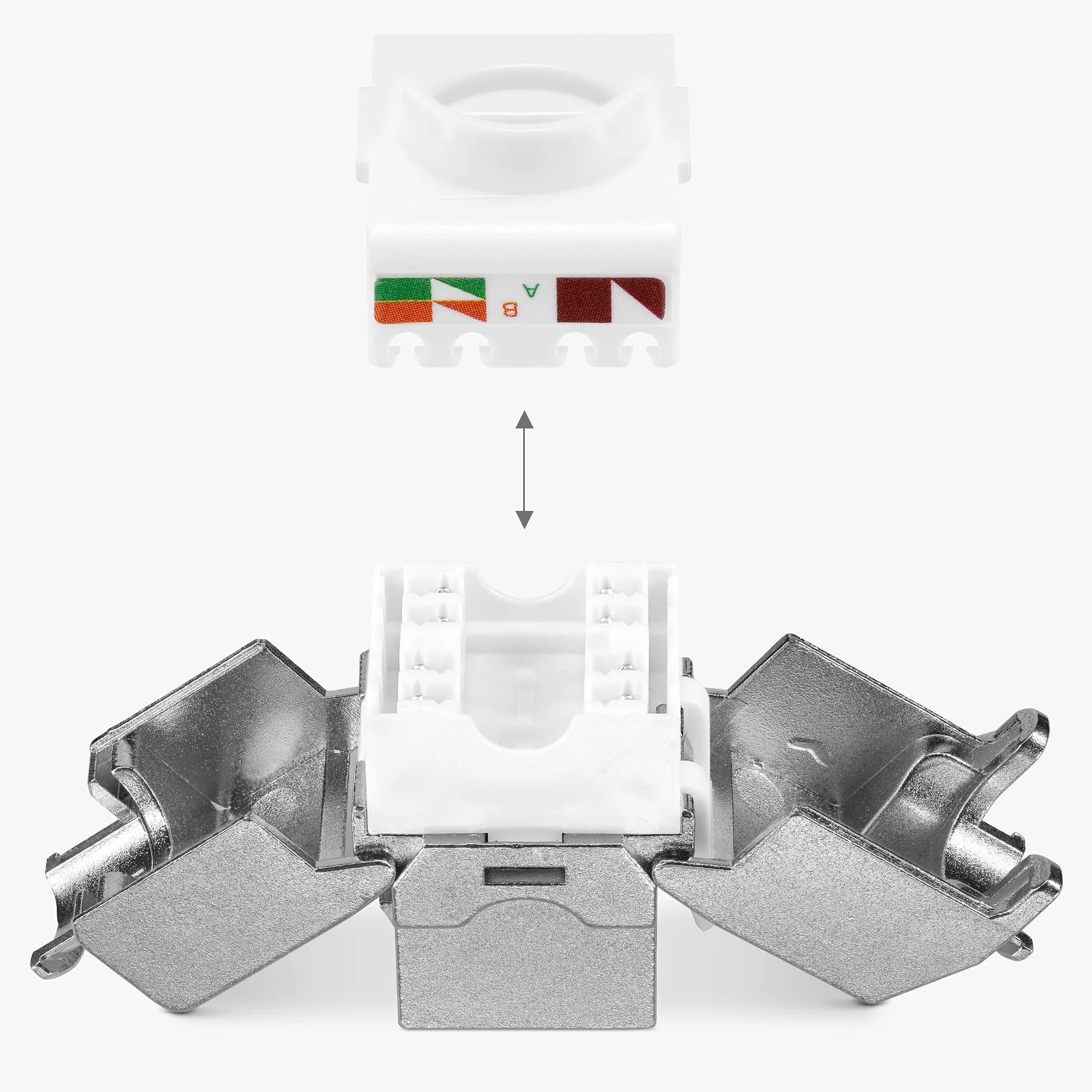 kwmobile 6X Módulo Keystone blindado RJ45 - Conectores con Carcasa metálica para Cables Cat 6A con 2X Aplique de Pared - Montaje sin Herramientas