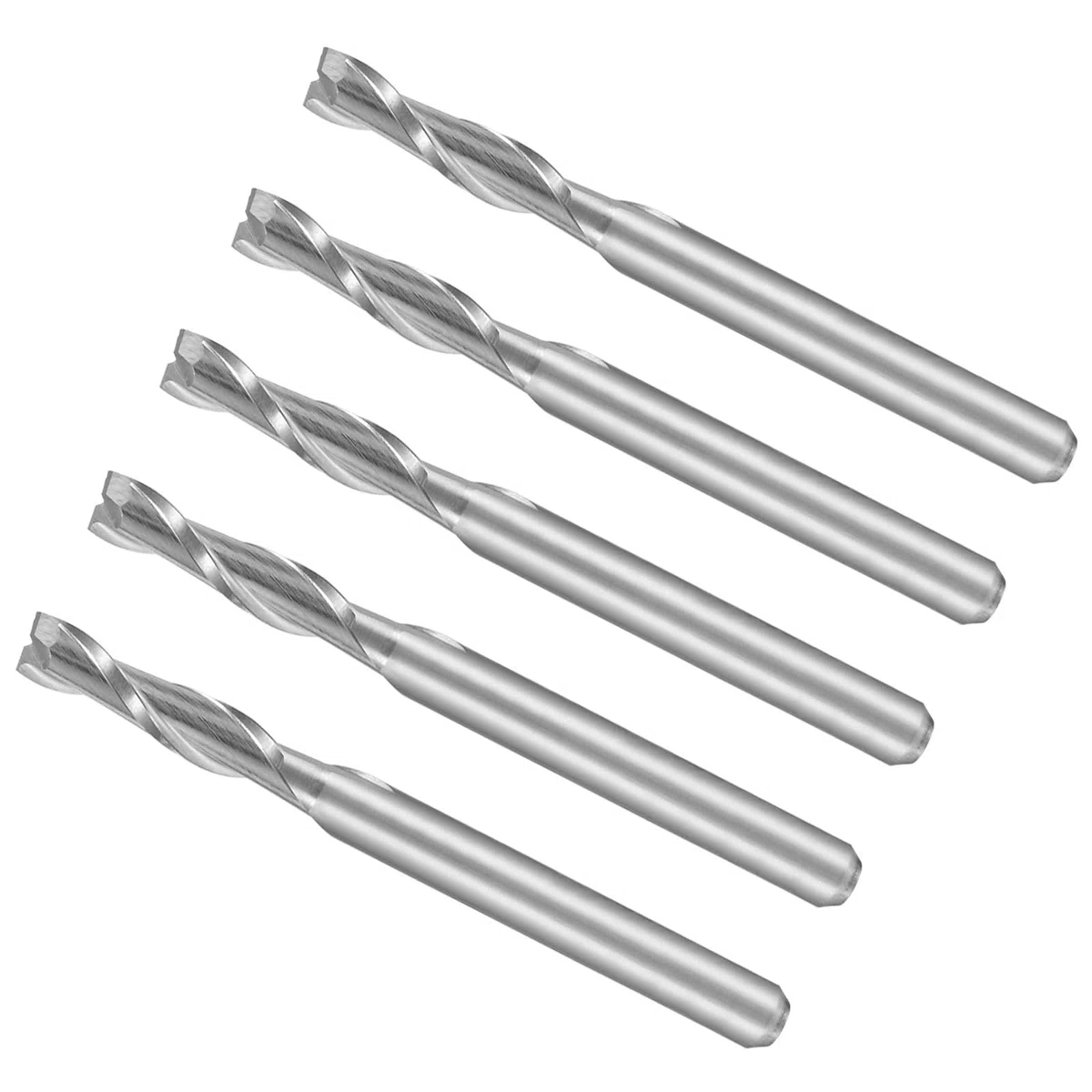 Fresas de Extremo En Espiral Vástago de 1/8" 3mm x 12mm Carburo Sólido de 2 Flautas para Fresadoras CNC - (Uso: para Contrachapado Madera Plástico) 5 Piezas