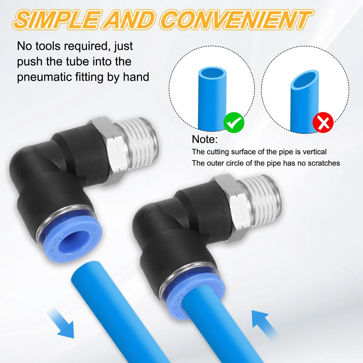 sourcing map 5 piezas de 90 accesorios de empuje para conectar, 8 mm de diámetro interior x 1/8 pulgadas NPT macho rosca acodado de conexión rápida, manguera de aire neumática para tubería de agua