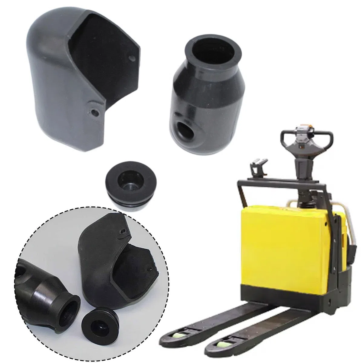 MERIGLARE 3 Piezas Tanque de Aceite para Elevadora con Tapón Y Protector Accesorios para Transpaleta Manual de Goma Resistente Adecuado para Manteni, 3 Piezas
