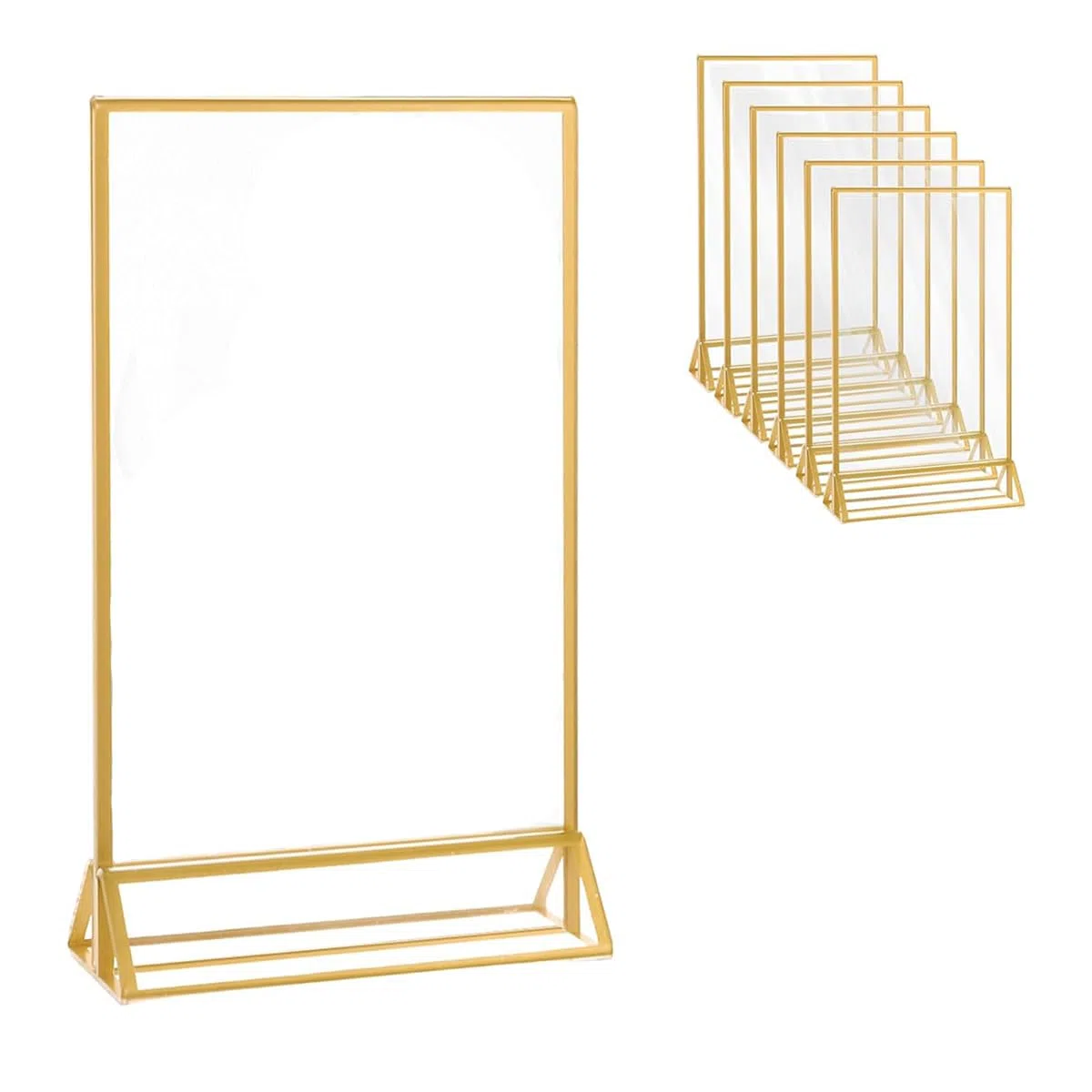 Ubric 6 soportes para letreros de 4 x 6 pulgadas, soportes para menús, marcos dorados para números de mesa, soporte pequeño para menú para bodas, letreros para restaurantes