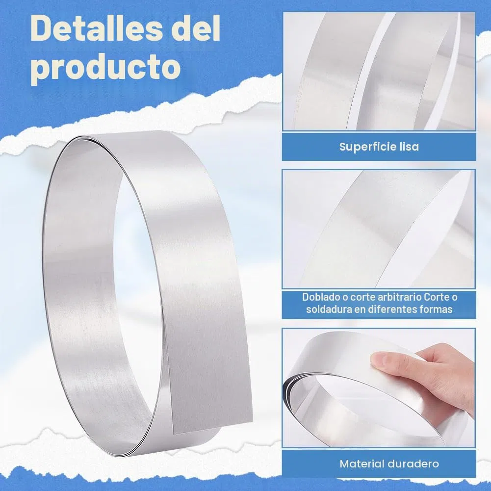 PH PandaHall rollo de 2 m de aluminio, tiras flexibles, grado 1060, 0,5 mm x 5 cm, rollo grande de chapa de aluminio, para jardín