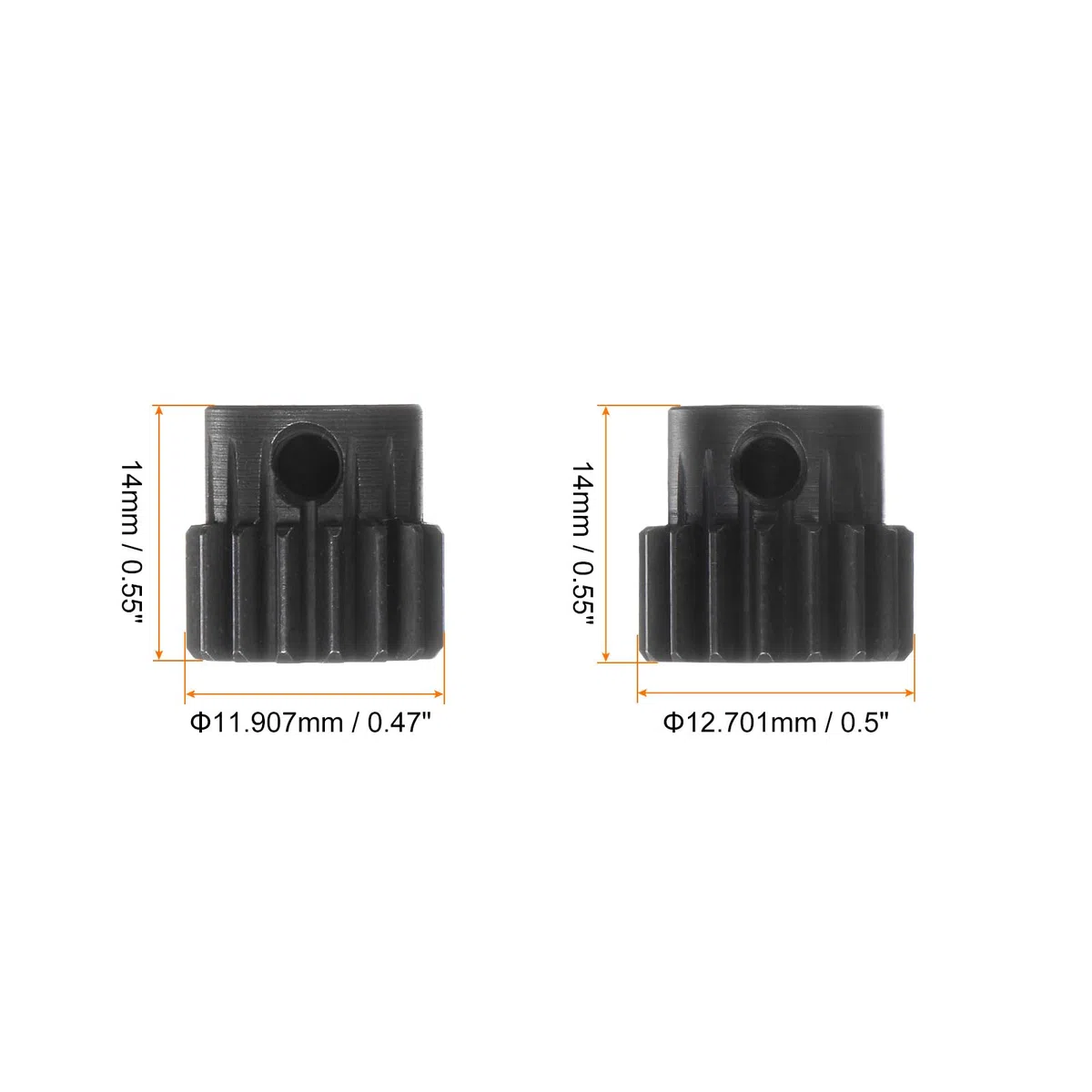 sourcing map Piñón Endurecido 32P, Engranajes de Motor Kit 2Pzs 13T 14T para Eje de Motor RC de 5mm, Engranajes de 32 Pasos 0,8 Paso Métrico para Coche RC, con Llave Hexagonal