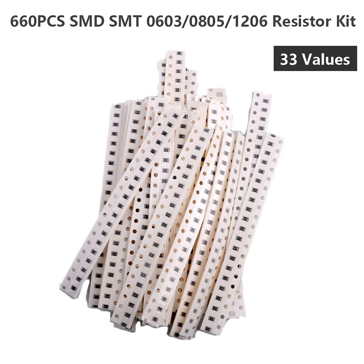 660 piezas de resistencia SMD/SMT 0805 0603 1206 paquete surtido Kit 33 valores 1%