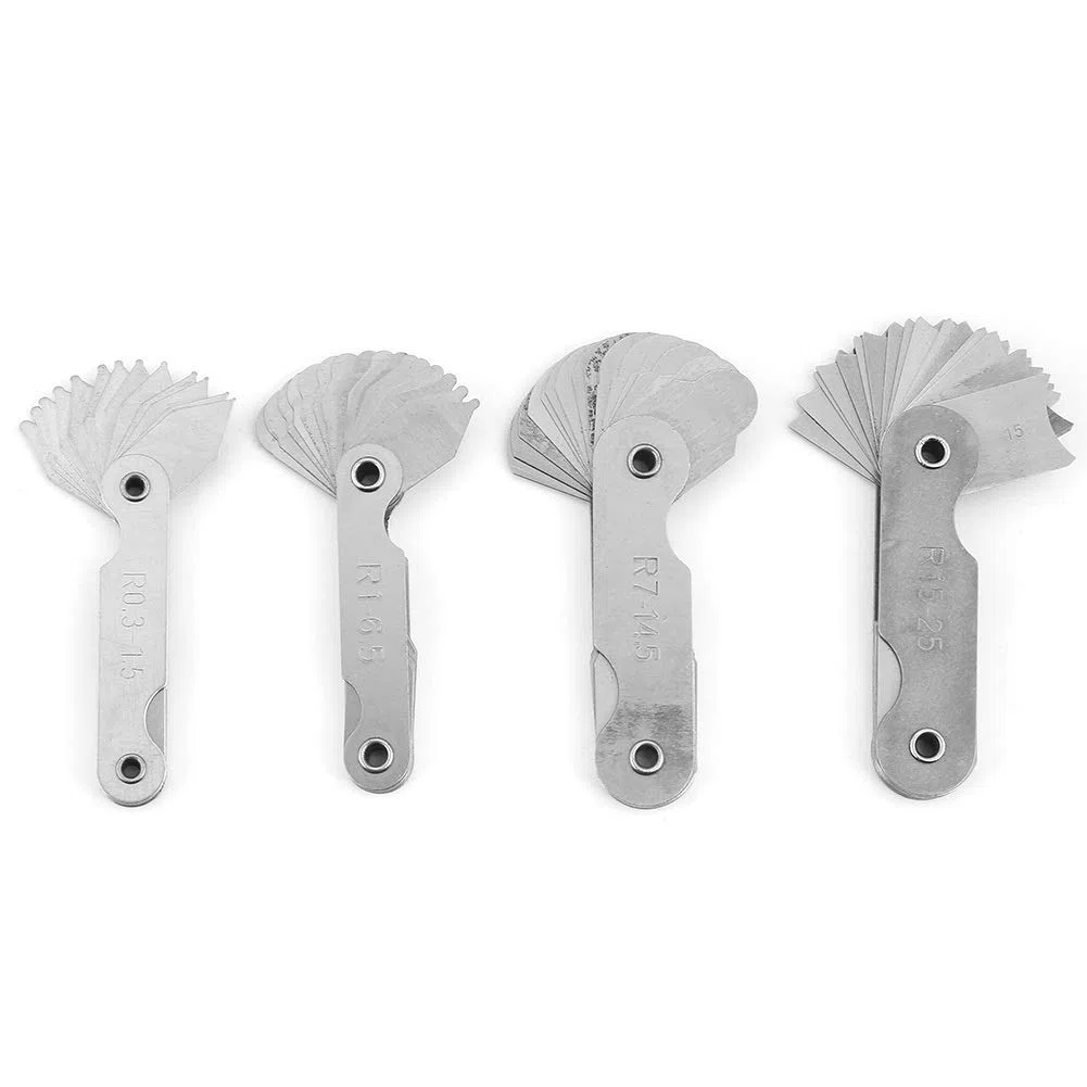 Radius Gauge-4pcs Acero inoxidable Radio medidor de filete Herramienta de medición R0.3-1.5 / R1-6.5 / R7-14.5 / R15-25
