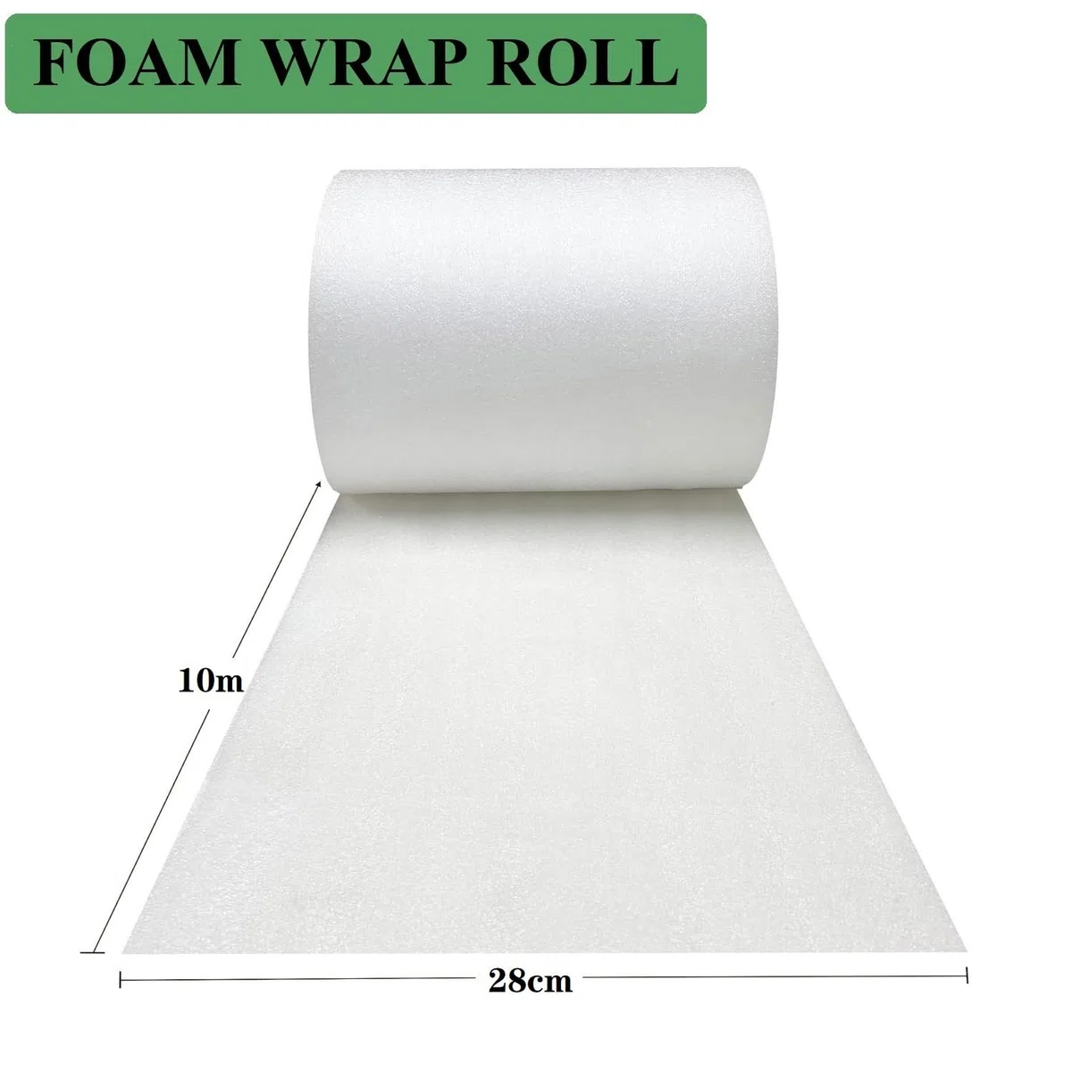 Rollo de espuma de 280 mm x 10 m para material de embalaje, amortiguar artículos frágiles, rollo de espuma para envío, embalaje, suministros de mudanza