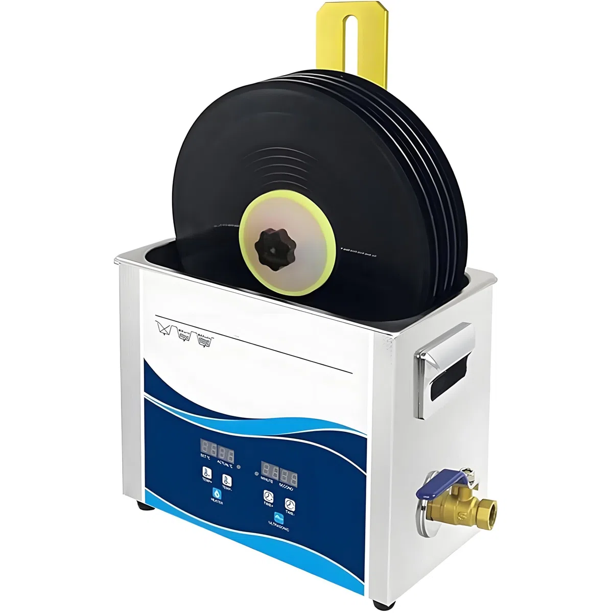 Máquina de limpieza ultrasónica, limpiador de discos ultrasónico con temperatura ajustable y rotación automática para el cuidado profesional del vinilo.