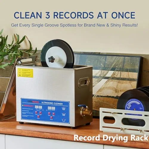 Máquina de limpieza ultrasónica, limpiador ultrasónico de discos de vinilo, sistema de doble cara con rotación automática y temporizador para restauración profesional.
