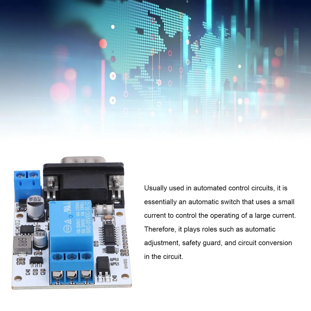 Módulo de relé RS232, Módulo de relé de Control de Puerto Serie de 1 Canal, Módulo de relé de Interruptor Optoaislado para Detección de Cantidad Digital o Control de Potencia