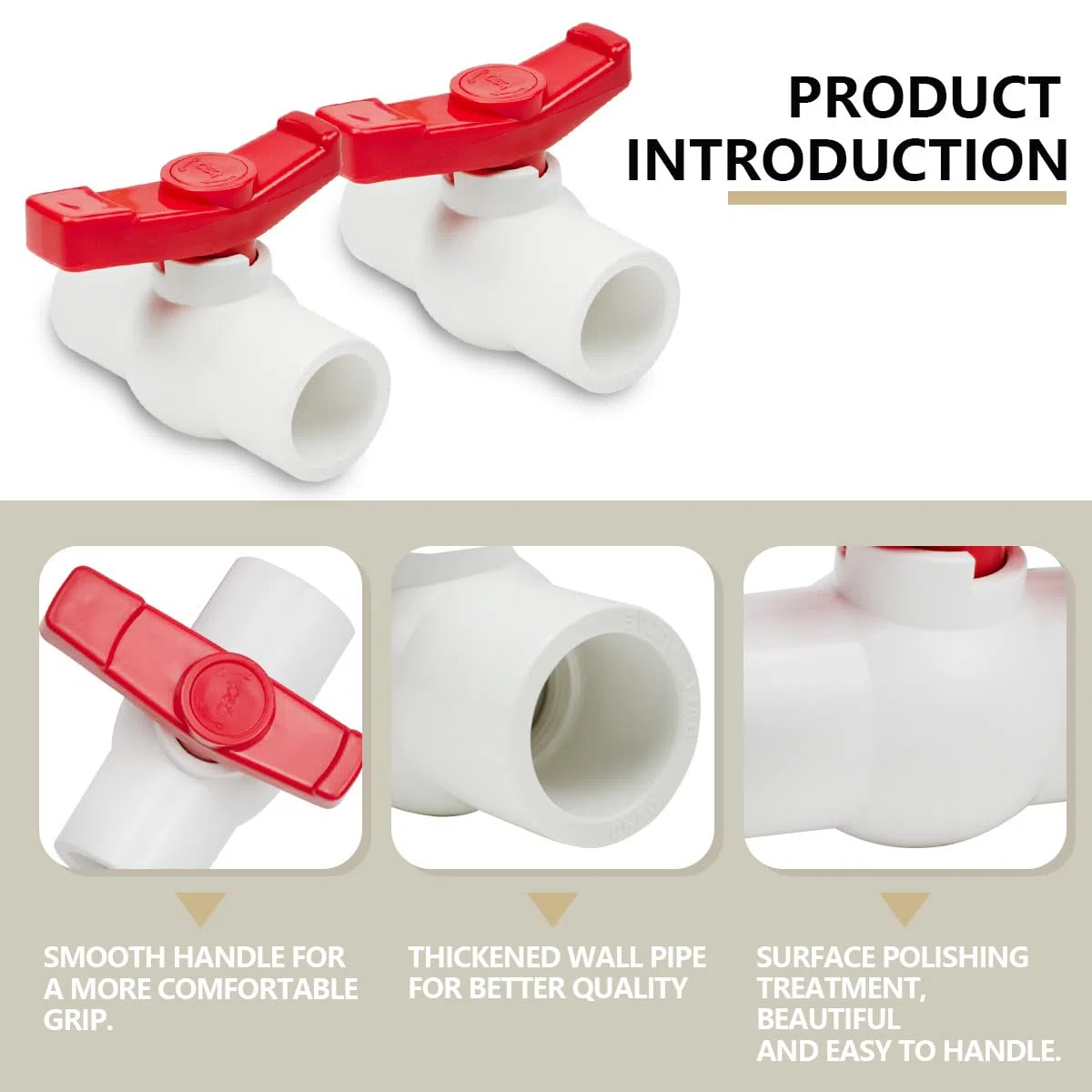Bwintech 6 Piezas 32MM PVC Válvula de Bola, Grifo de Agua Válvula de Bola de Stop, 90 Grados de Operación Mango Válvula Accesorios de Tubería