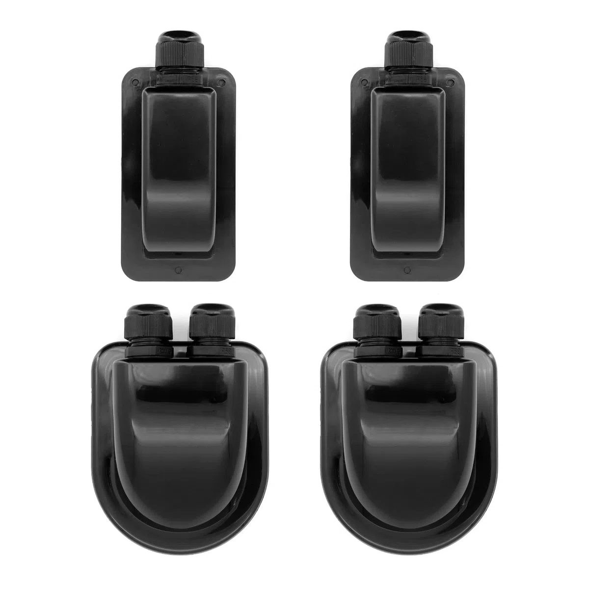 4 Pcs Negro Cable Techo Pasaventanas Compartimento in ABS Entrada de Cable Solar ABS Impermeable para Caravanas, Caravan, Camper, Barcos, 2pcs 1- Way, 2pcs 2-Way