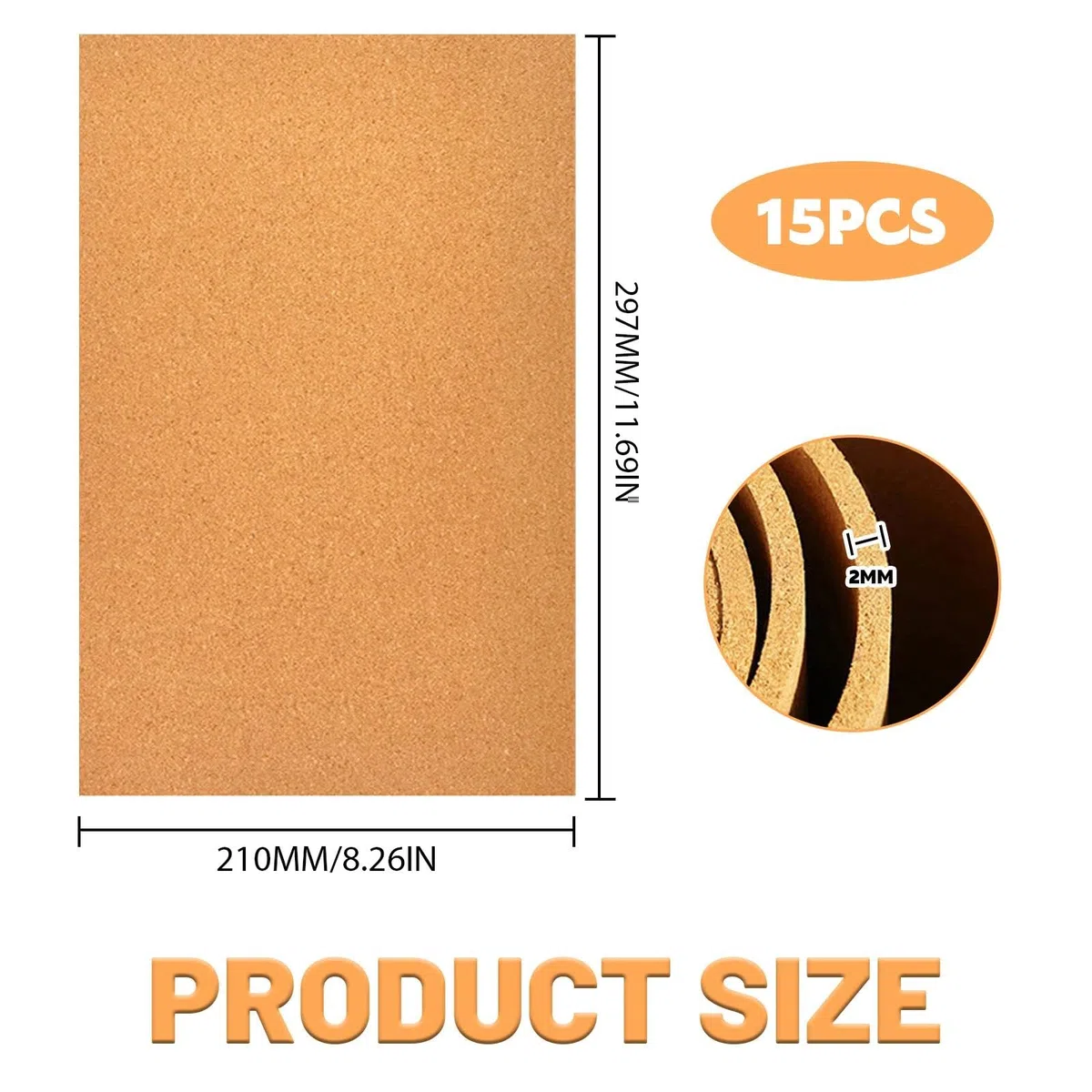 15 Piezas Tablero de Corcho para Pared, Placas de Corcho Hojas de Corchos 2mm Tablón Corchos Pared para DIY, Decoracion Paredes (30x21cm)