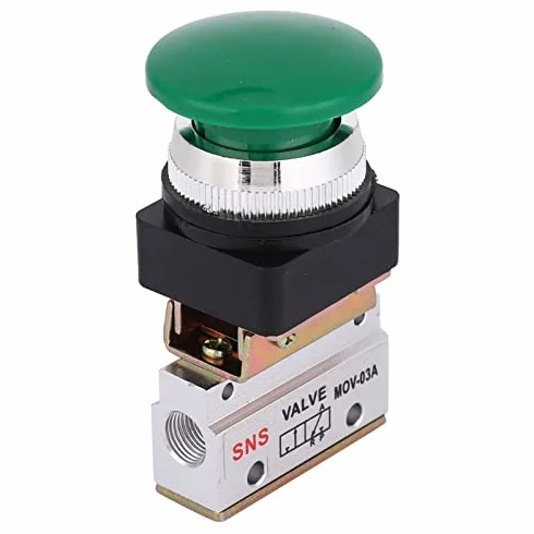 Válvula Mecánica Neumática 2 Posiciones 3 Vías MOV-03A G1/8" PT Interruptor Botón de Hongo para Sistemas Neumáticos Industria Automatización Aire Comprimido Componentes Neumáticos