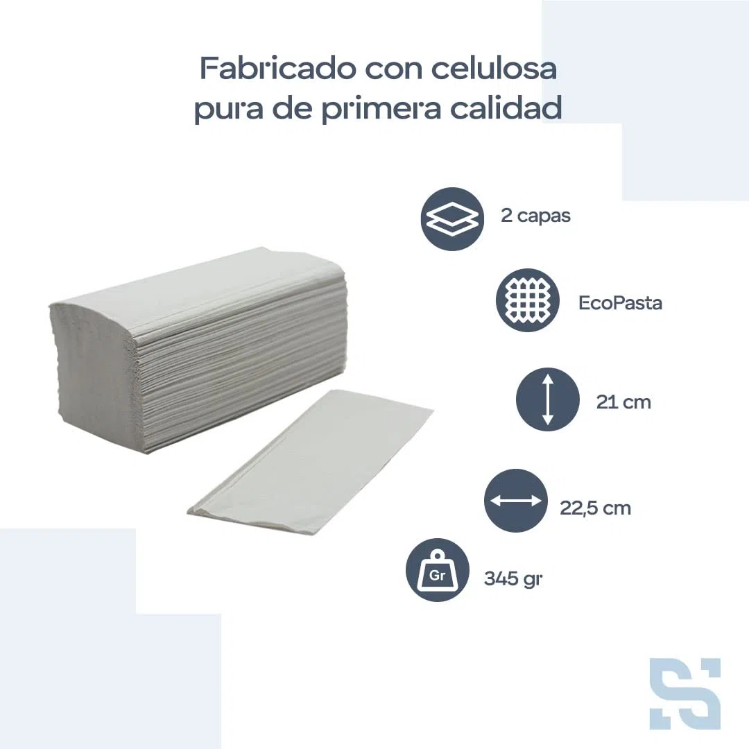 Toalla Secamanos Papel zig zag laminadas SUMICEL, Caja de 3000 unidades