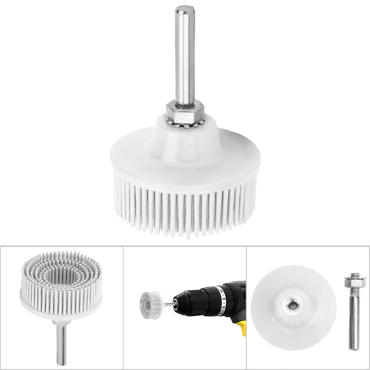 Cepillo de Taladro de Esmeril de Goma, Caucho Roloc, Soporte de Roloc de 3 M, Cepillo de Disco de Taladro Eléctrico de 2 Pulgadas, Cepillo Abrasivo de Goma de Esmeril, Cepillo de (Blanco)