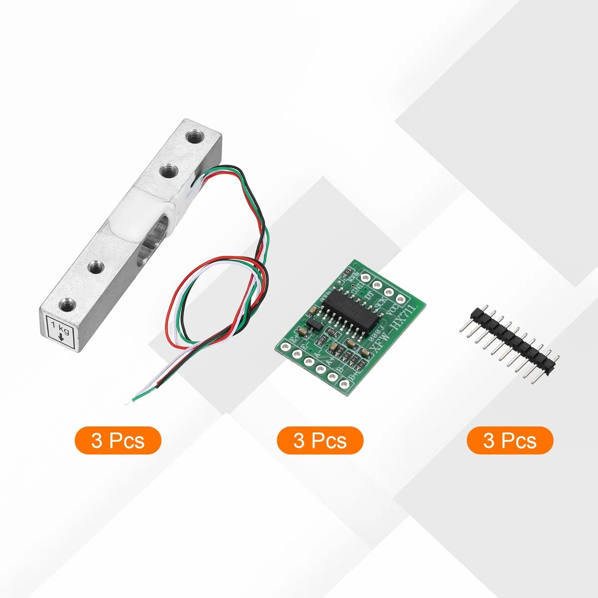 QUARKZMAN 3 Juego De Celdas De Carga Digitales Sensor De Peso 1KG + Módulo HX711 Sensor De Pesaje 24 Bits Precisión A/D doble Canal 16x24mm Para Kit De Báscula De Cocina