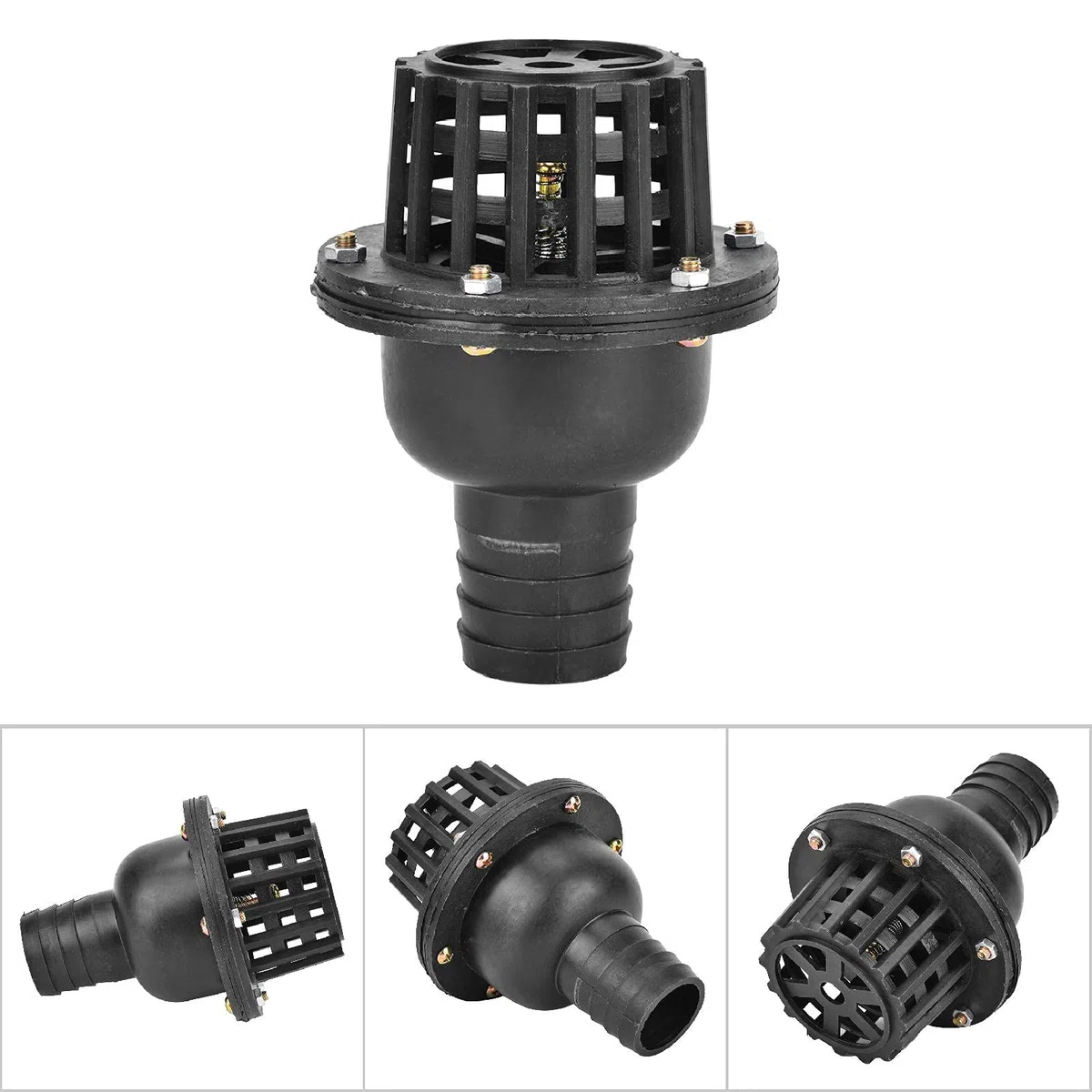 Válvula de pie de bomba de agua Válvula de retención plana de baja presión de PVC negro Válvula plana de baja presión para máquina de fluido(1.5in)
