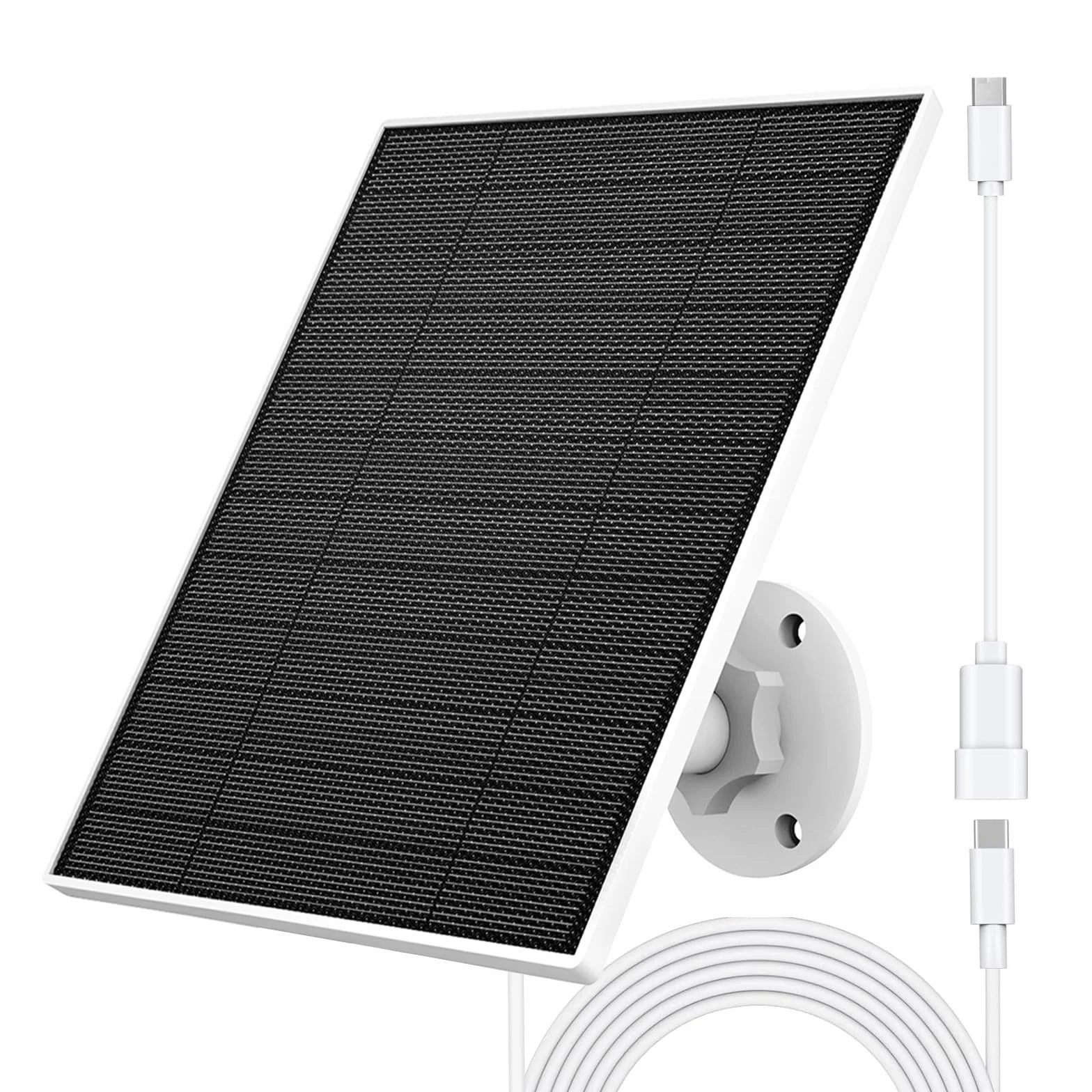 Panel Solar para Cámara Eufy, 5W Cargador Solar Compatible Con Eufycam 3/3C/2/2 Pro/2C/2C Pro/E/E20/E40/L20/L40, Con Puerto Usb-C, Adaptador Micro Usb, Resistente Al Agua IP65
