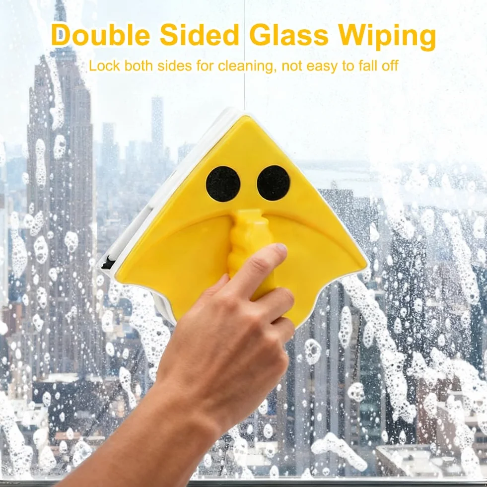 Limpiador magnético de ventanas para ventanas de cristal de 3 – 8 mm, limpiador de ventanas triangular de doble cara, limpiador magnético de doble cara para limpieza de cristales