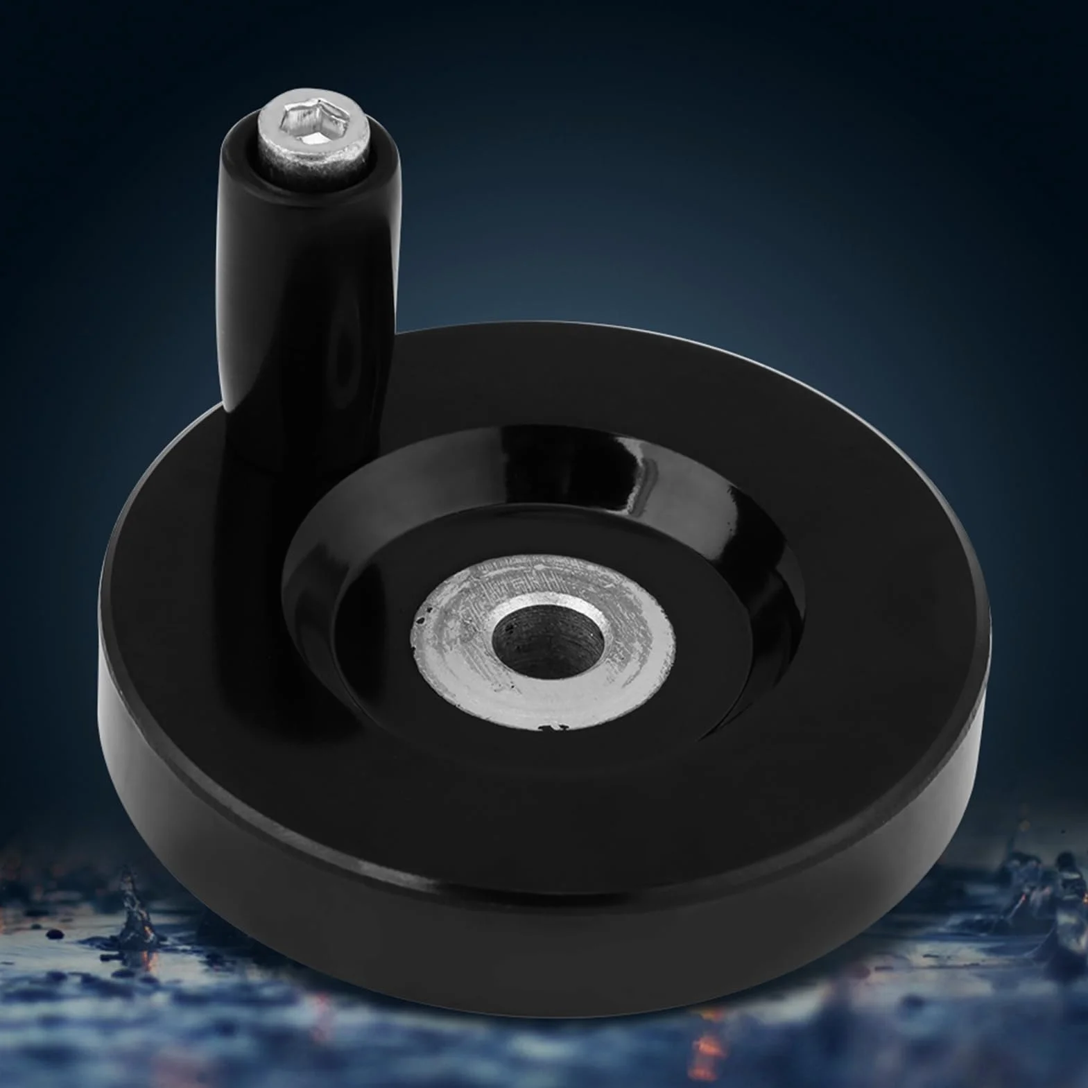 Hyuduo Rueda de Mano para Fresadora y Torno Baquelita 8x63mm Negra Redonda con Mango Giratorio Antideslizante Industrial