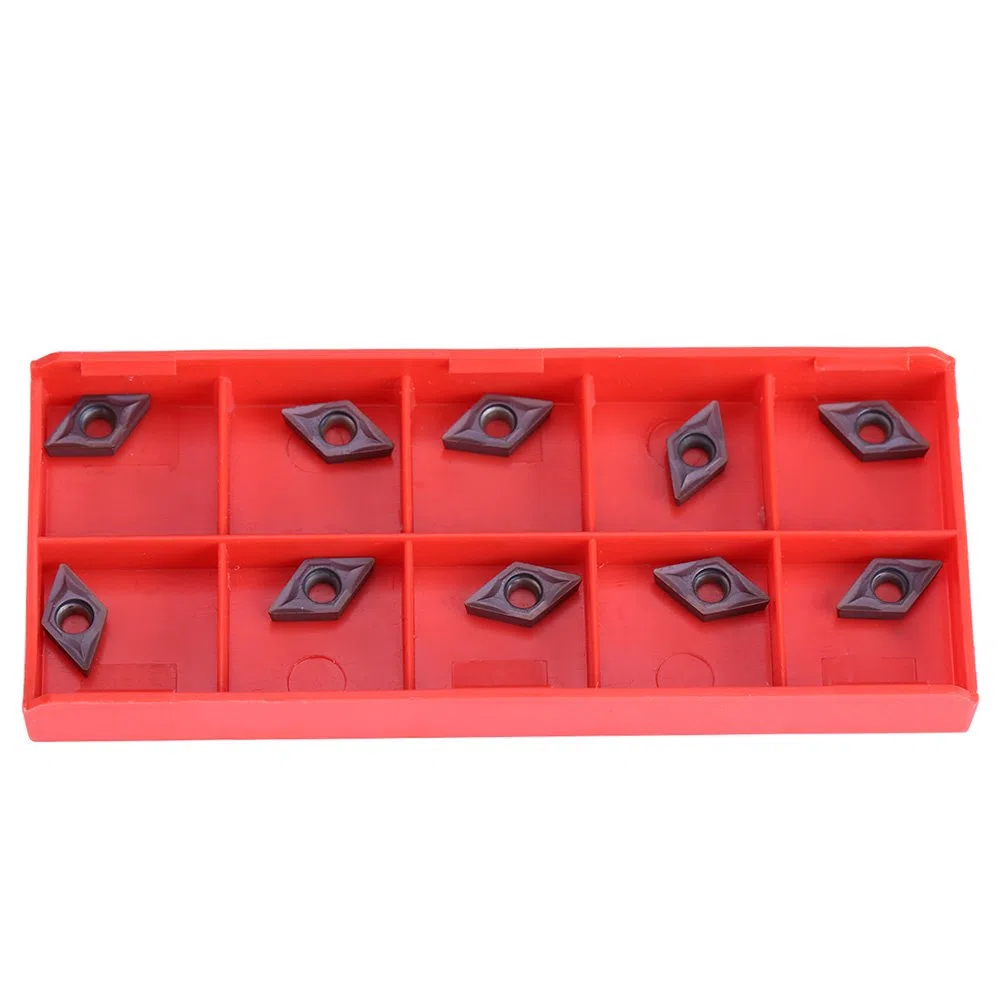 10pcs Insertos de Carburo de Diamante CNC Cortador de Insertos Cuchillos de Inserción de Máquina de Torno Fresado DCMT070202 para Acero Semielaborado