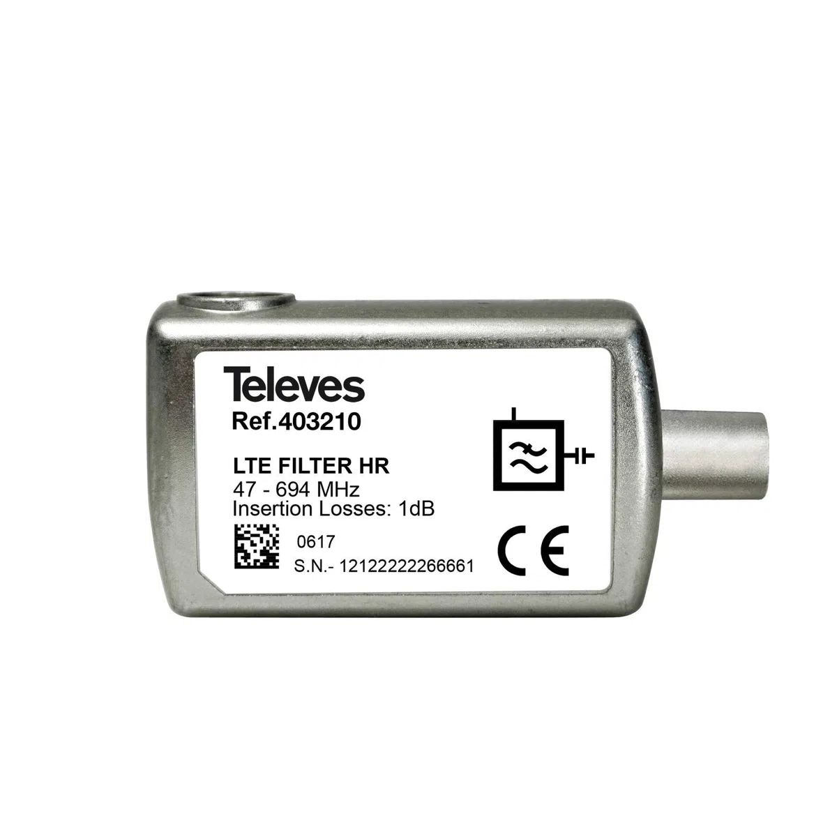 Filtro LTE 5G de Interior con Corte en el Canal 48 Conector CEI Televes