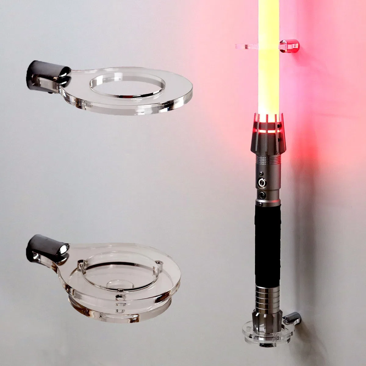 WANLIAN Lichtschwerthalter Wandhalterung Vertikale Lichtschwerthalterung Acrílico para Displaywand (transparente 1 agujero)