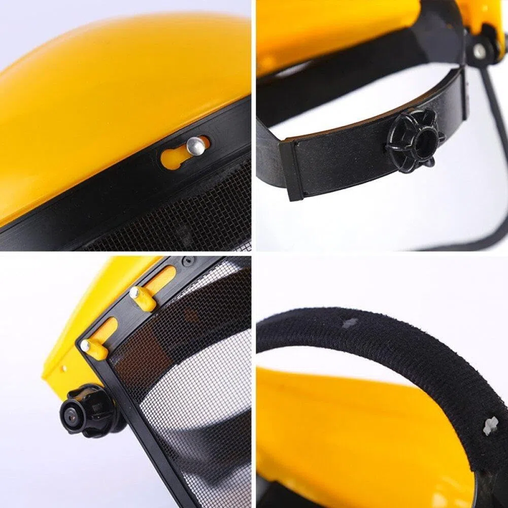 Casco De Seguridad para Cortacésped De Jardín De Acero Inoxidable, Sombrero con Máscara Protectora De Malla De Completa para Desbrozadora, Protección Forestal