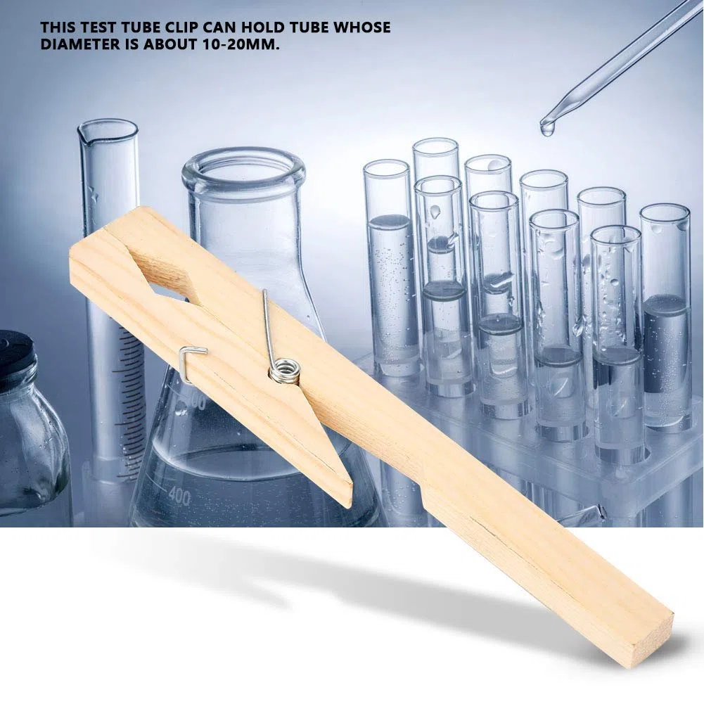 10pcs Sostenedor de Abrazadera del Clip de Tubo de Ensayo de Madera Material para Herramienta de Prueba de Laboratorio Industrial Escolar