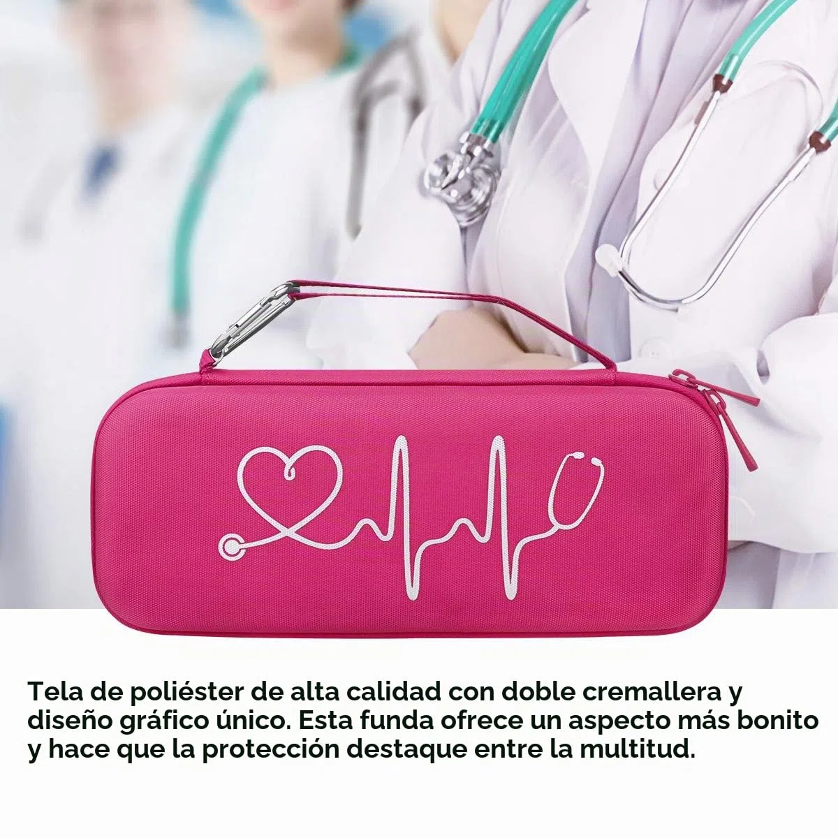 BOVKE Estuche para estetoscopio 3M Littmann Classic III, Lightweight II S.E, Cardiology IV Diagnostic, MDF Acoustica Deluxe Estetoscopios - Espacio adicional para otros accesorios, Frambuesa