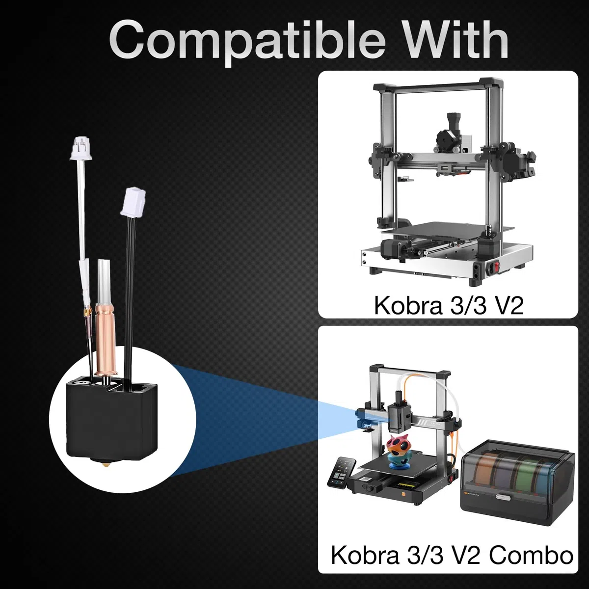 Yizhet Kit del Hotend para Anycubic Kobra 3, 2 Piezas Hotend Repuesto con 8 Boquillas Latón 0,4mm, Llave De Boquilla, 20 Agujas Limpieza y 4 Fundas De Silicona