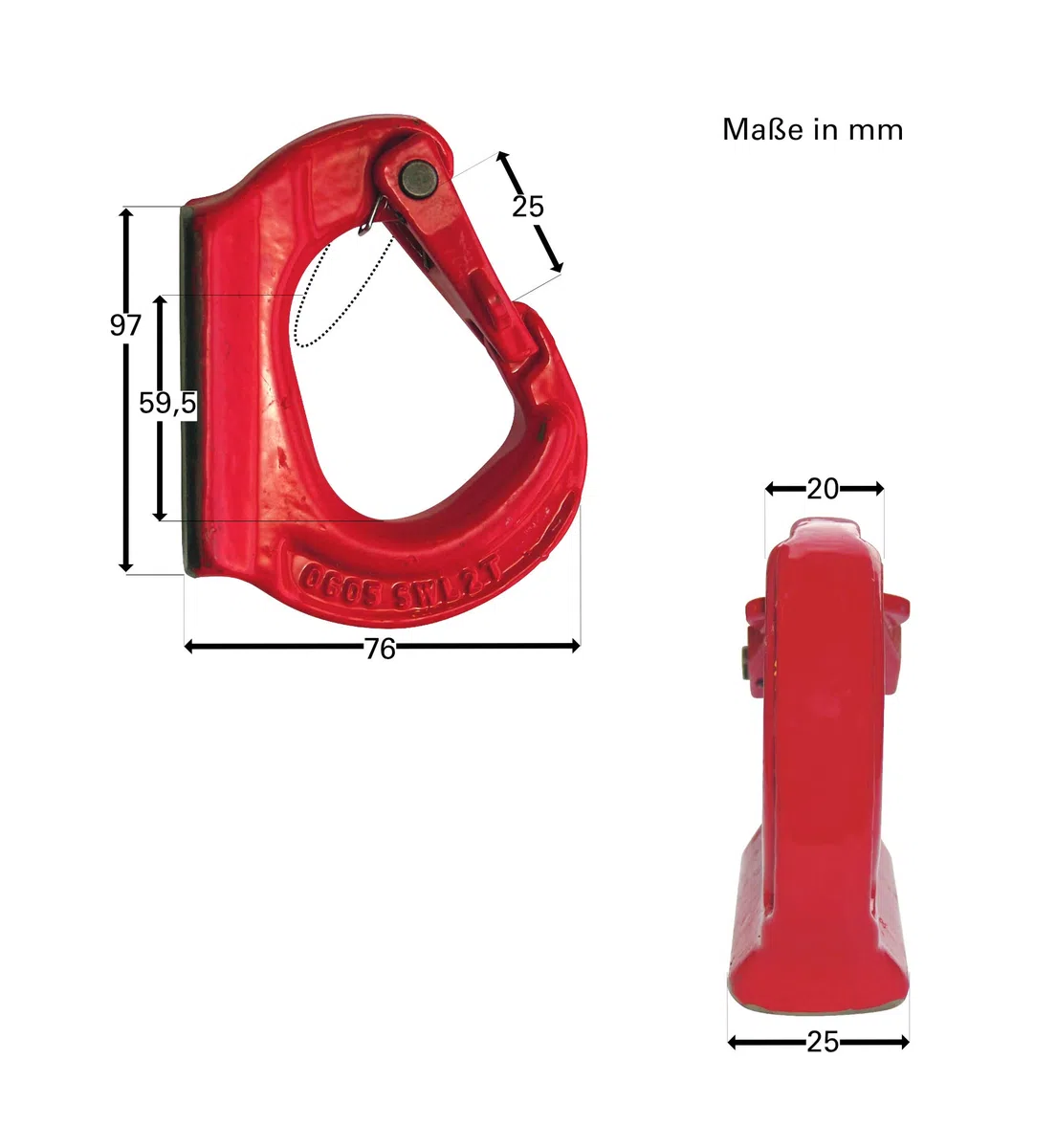 Dolezych Ganchos Soldados, 1,12 Toneladas de Capacidad de Carga, Rojos