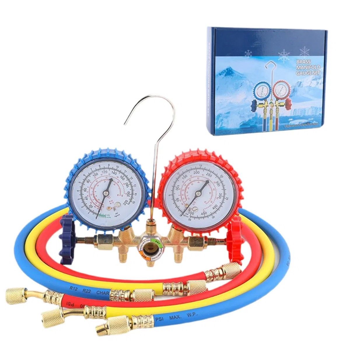 Genérico Kit de Recarga para Aire Acondicionado del Coche - con Manómetro y Precisión Completa R134A,Juego de Manómetros para Refrigerante AC,para Adultos, Amigos, Parejas