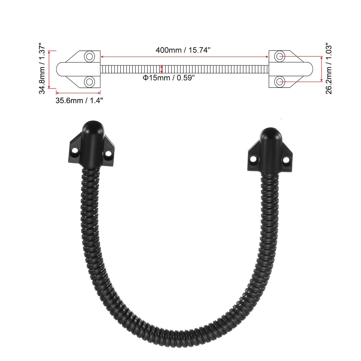 QUARKZMAN 1uds Flexible Puerta Lazo Cable Protección Funda Blindada Puerta Cable Conducto Energía Transferencia Lazo Blindado Cable Protector Manga con Extremos 450mm x 9.5mm