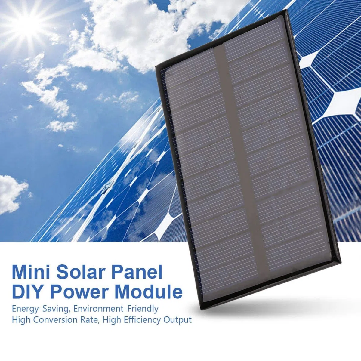 Panel Solar 1.2W 5V, Mini Panel Solar Policristalino Portátil, Cargador de Módulo de Energía DIY, para Teléfono Celular Juguete Cargador de Casa(110 * 69mm)