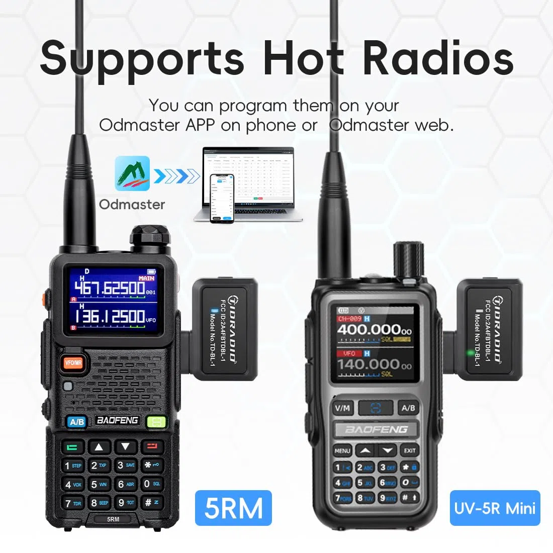 TIDRADIO Ham Radio - Adaptador de programador inalámbrico APP y programa de PC para Baofeng UV-5R y varios modelos, sin problemas de controlador en lugar de cable de programa