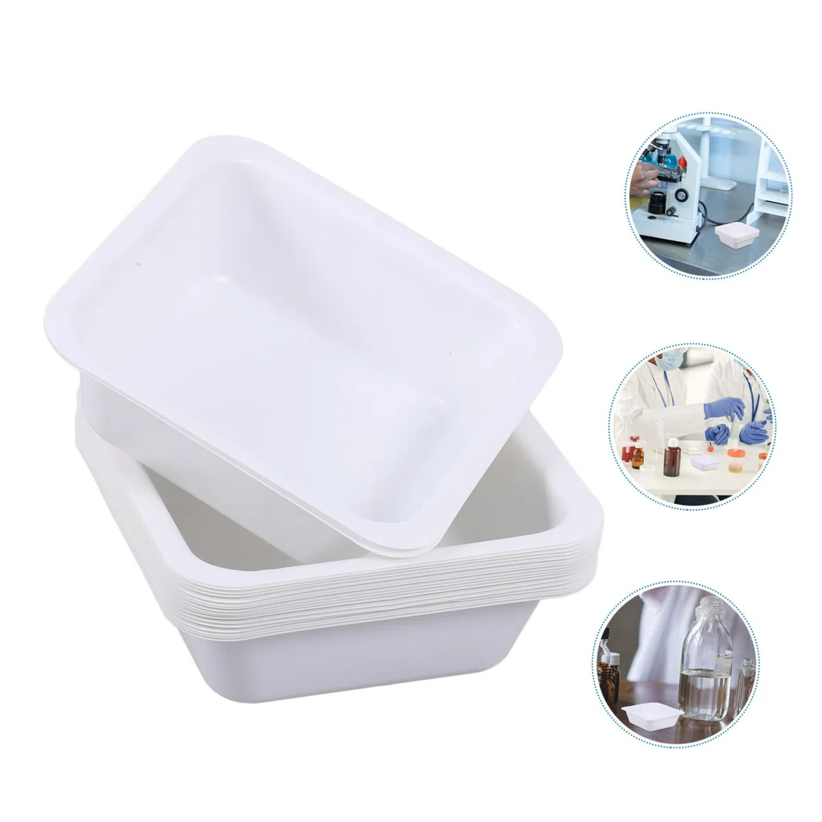 de Platos de Pesaje Cuadrados Confiables y Versátiles de Plástico 20 Piezas Diseño Limpio y Elegante para Laboratorio y Hogar